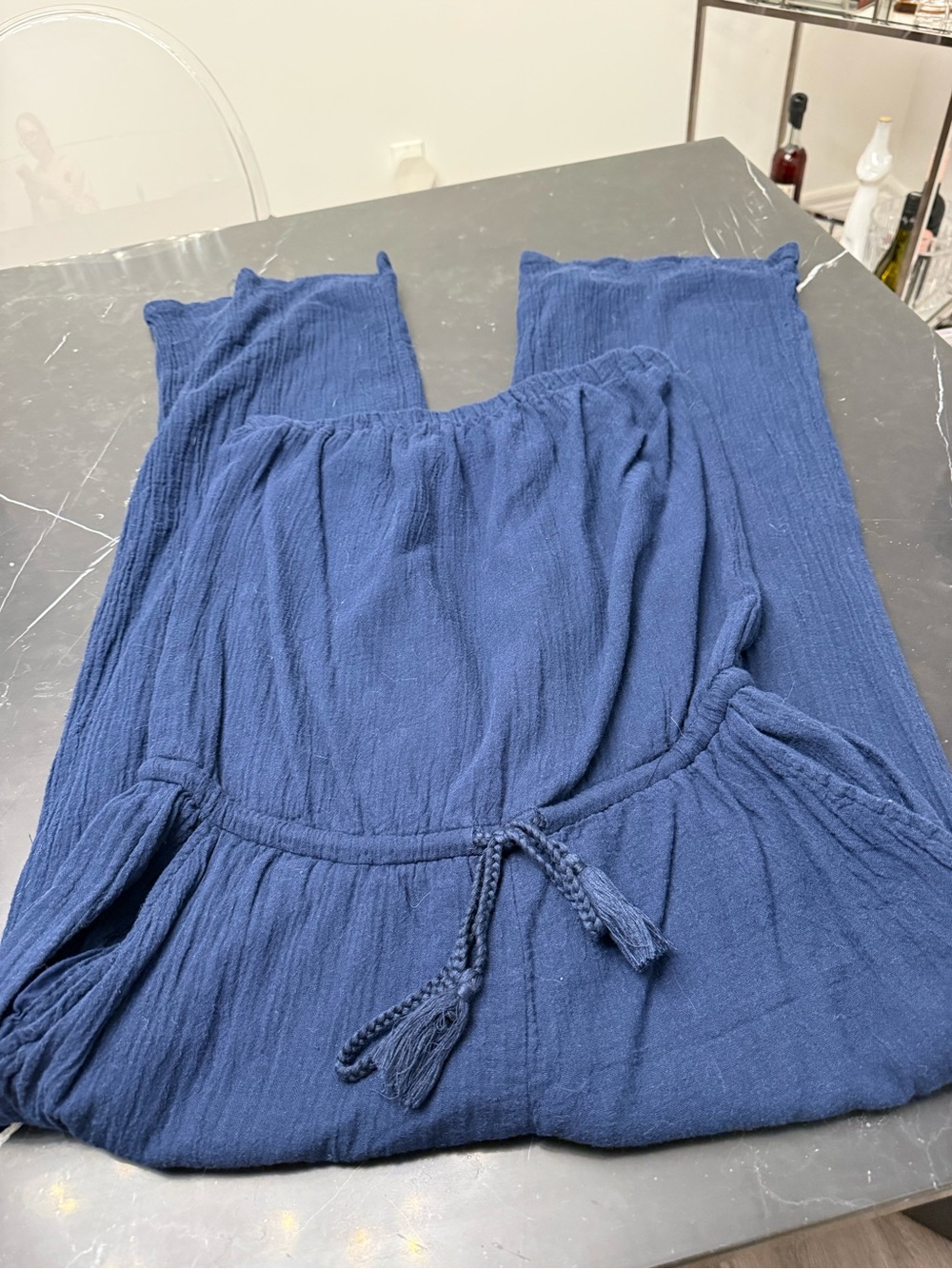 Soft Joie Navy Blue Drawstring Gauze Jumpsuit